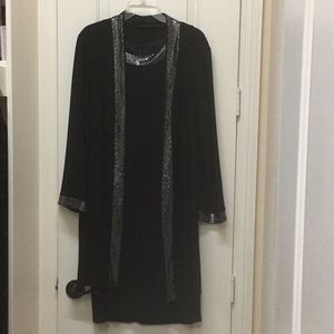 Jessica Howard Sparkle Trimmed Sleeveless, lined Black dress with Jacket